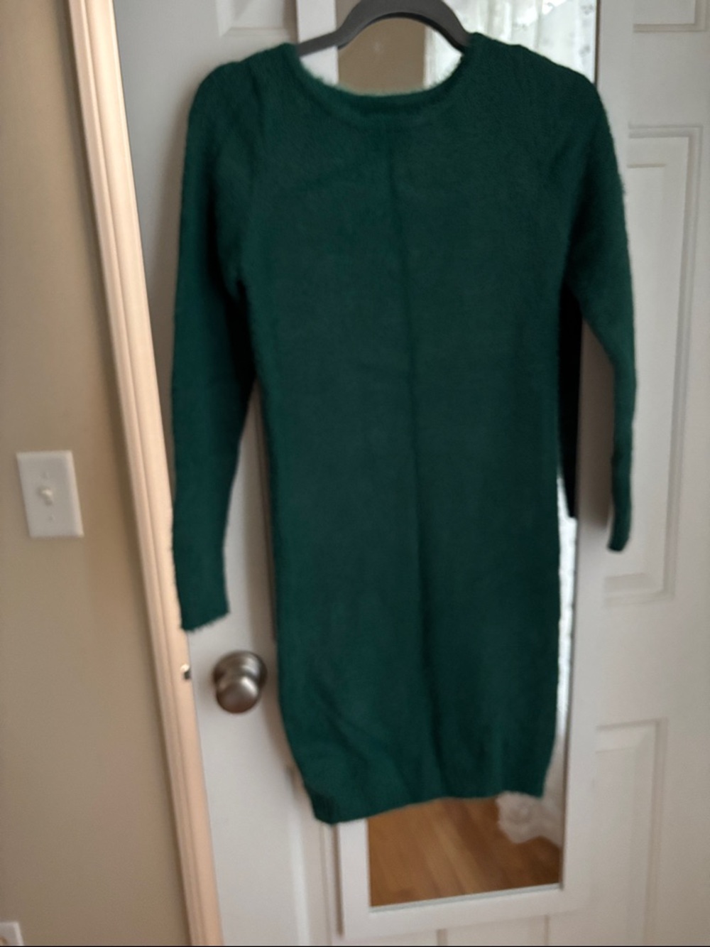SHEIN Green Long Sleeve Knit Mini Dress
